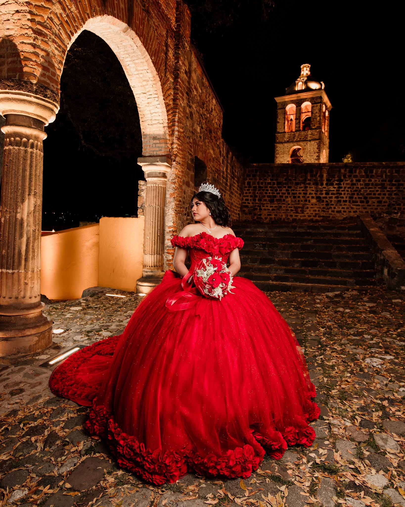 XV años vestido rojo noche